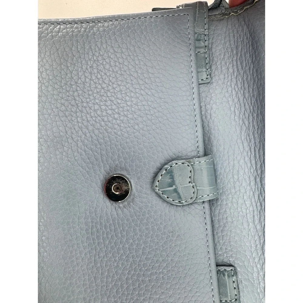 Brighton Crossbody Bag Women Small Blue Leather Croc Embossed Heart‎ Charm Purse